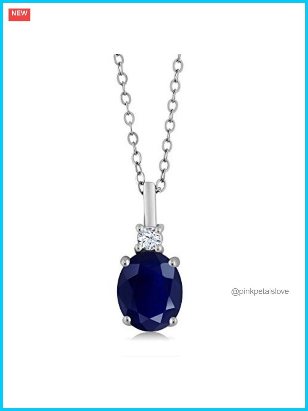 Oval Blue Sapphire Pendant Necklace 2.55 Cttw Sterling Silver Women